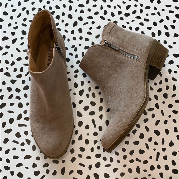 Lucky Brand Shoes - Lucky Brand Gray Suede Ankle Booties